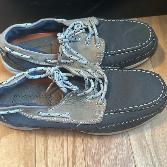 Rockport Works Navy and Cream Sperry-Like Safety Toe Women 11 - Picture 1 of 2